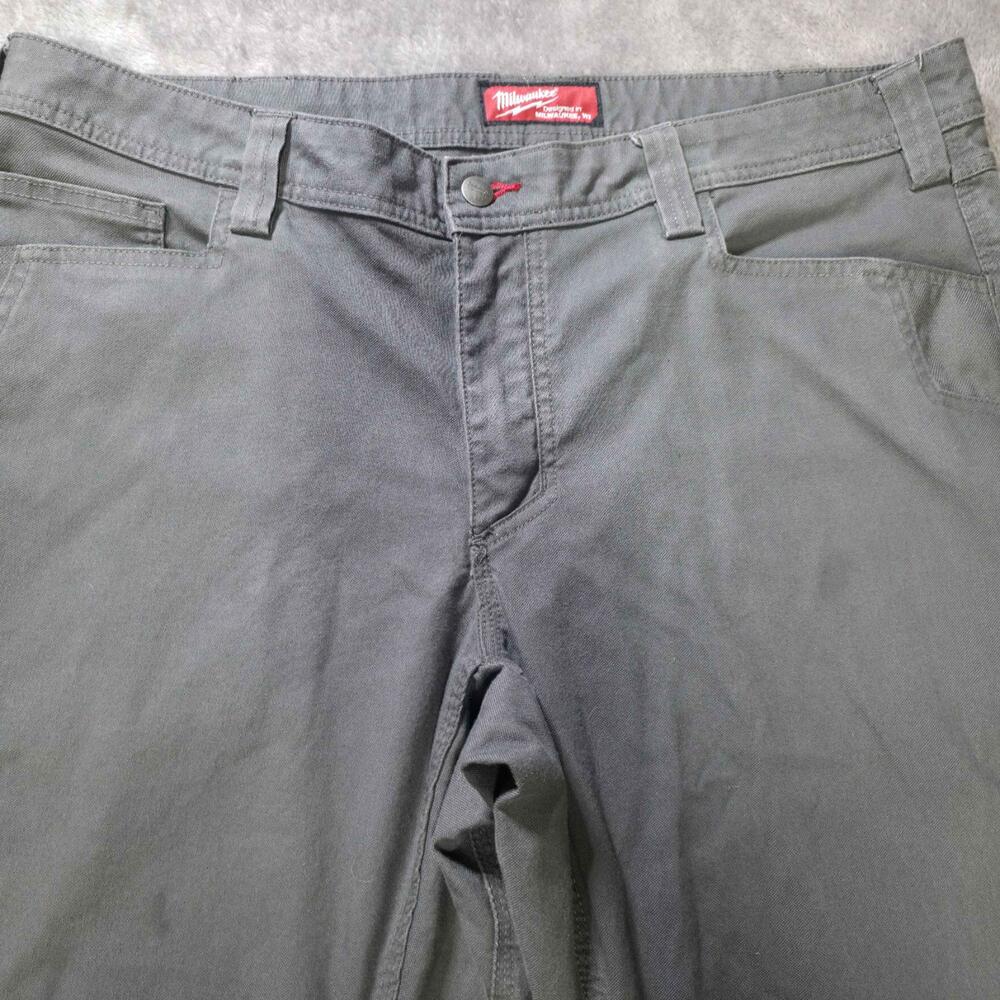 Milwaukee Pants Mens 38x30 Gray Relaxed Fit Carpenter Canvas Utility Workwear